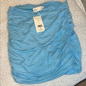 Tory Burch Sky Blue Gathered Mini Skirt